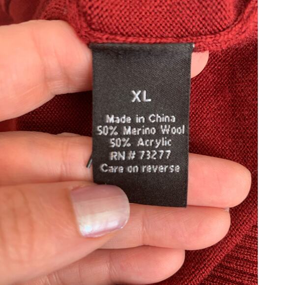 APT red v neck long sleeves sweater size XL - Picture 4 of 13